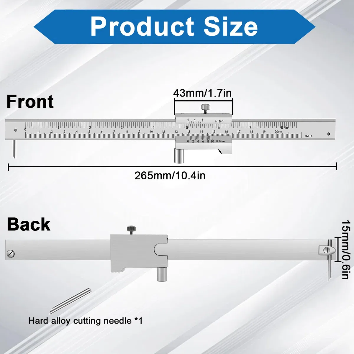 Pie de Rey 0-20CM calibrador Madera gramil caliper calibre vernier Calibre de precisión para Uso Profesional, Industrial, Bricolaje Doméstico