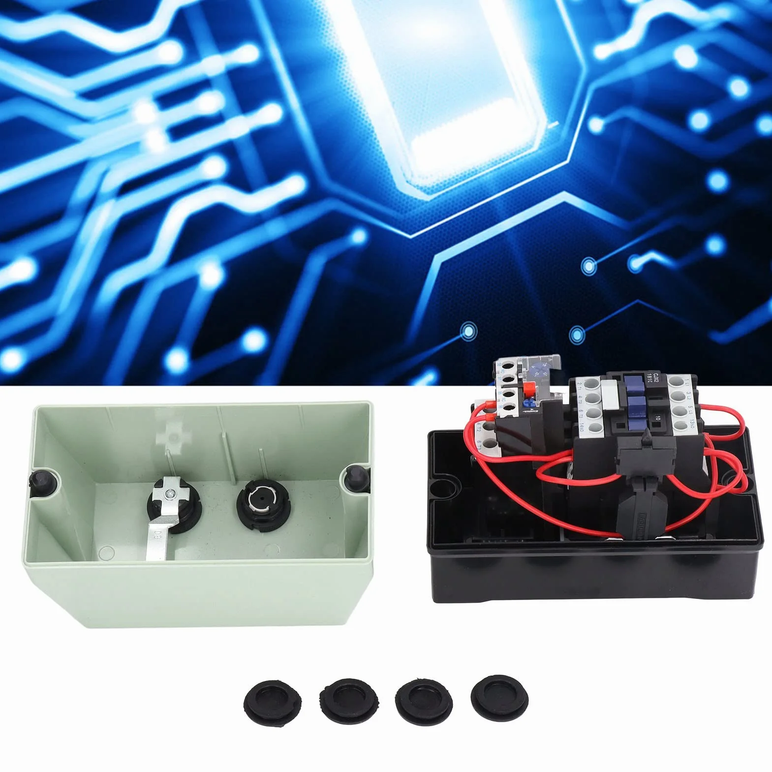 Arrancador Magnético, IP55 Caja Impermeable ABS Protección contra Sobrecarga de Motores Trifásicos Monofásicos Control de Motor de Arranque Magnético Protección contra Defectos Interruptor Magnético