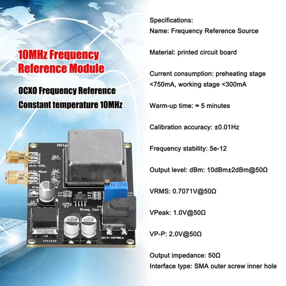SUNXUE MóDulo de Referencia de Frecuencia OCXO de 10 MHz Medidor de Frecuencia Negro Ruido de Fase Bajo para Medidor de Frecuencia de Decodificador de Sonido