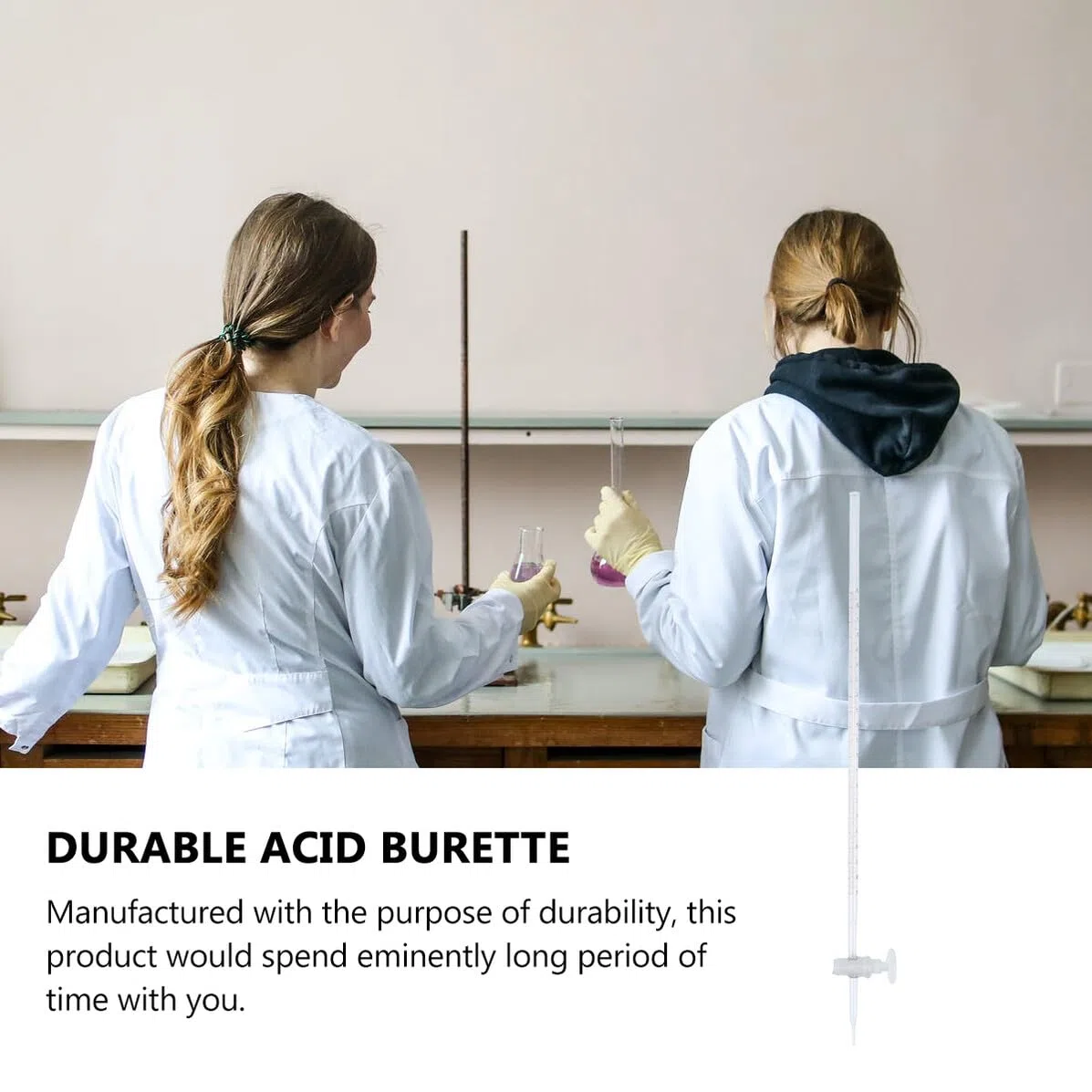 Amosfun Pipeta de Vidrio para Laboratorio, Bureta Ligera y Fácil de Usar, Instrumento Químico Adecuado para Experimento de Laboratorio y Estudiantes