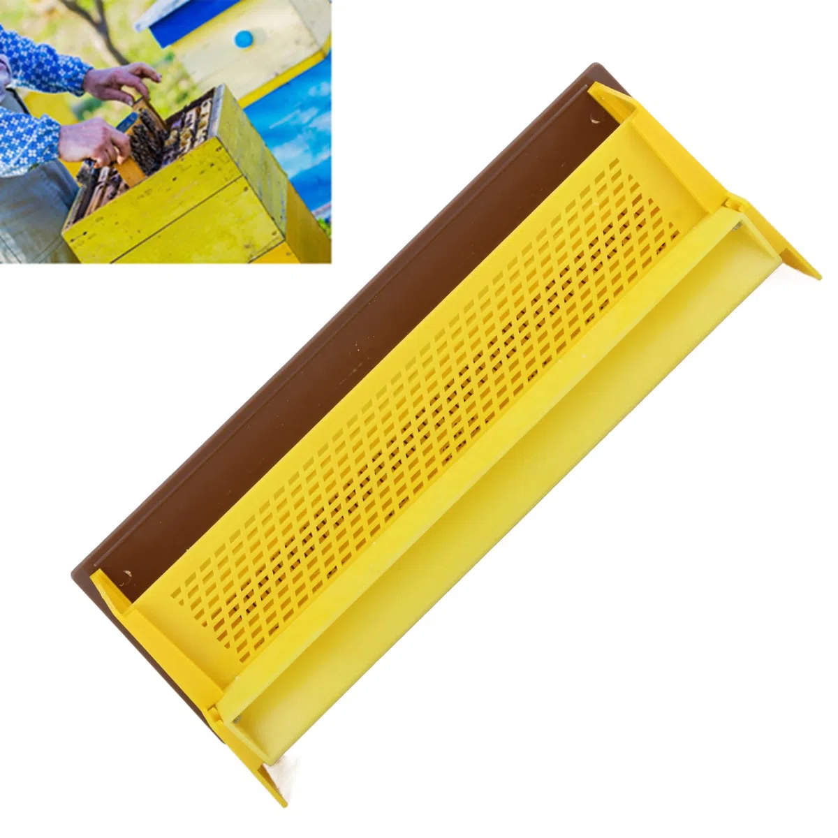 Trampa de Polen de Colmena multifunción, colector de Polen de plástico, Caja de alimentación de Abejas, Recogida de Polen ventilada, Accesorios para Herramientas de Apicultura