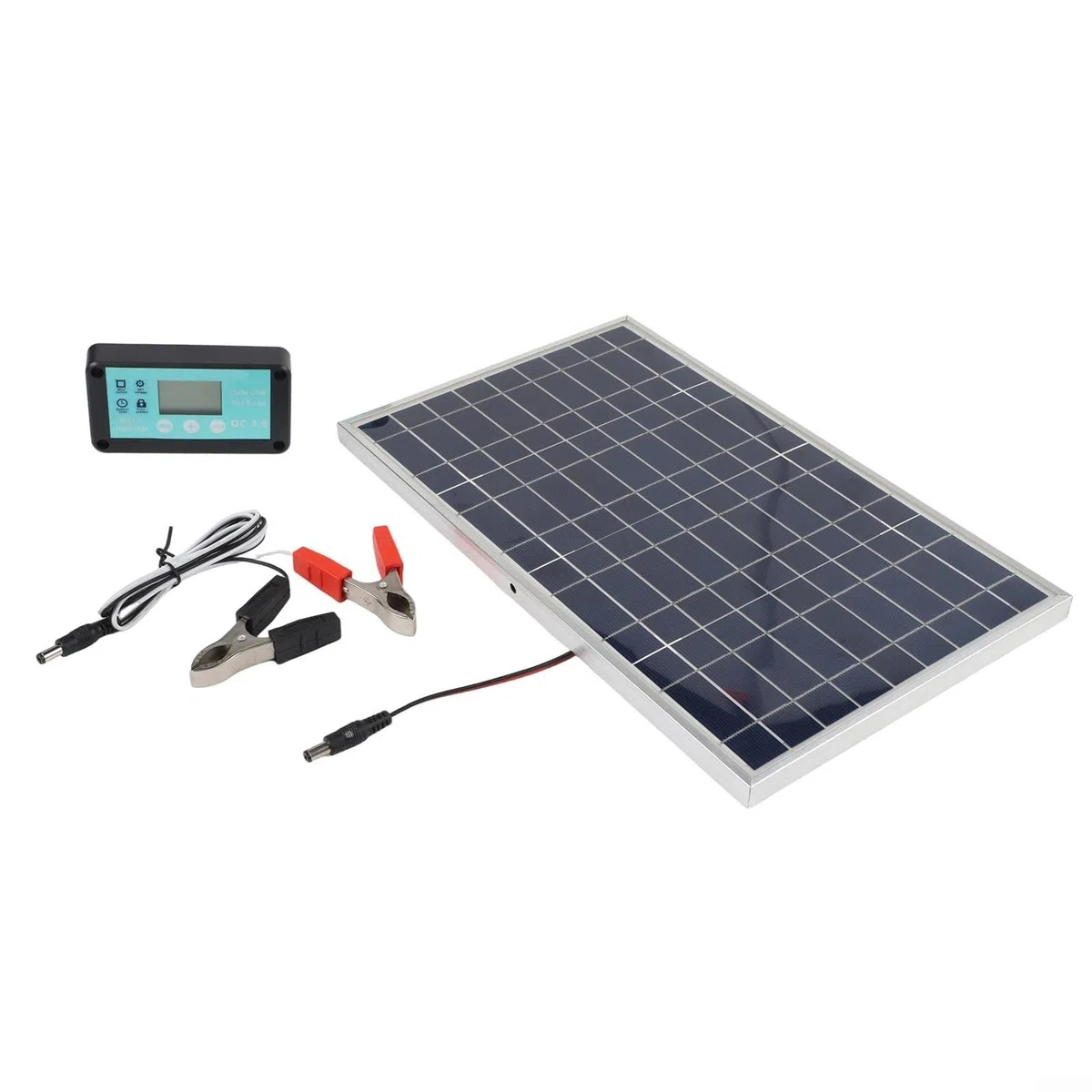 Kit de panel solar de 100 W con controlador, marco de aluminio IP67 módulo resistente a la intemperie para RV fuera de la red de carga de 12 V/24 V, sistema de energía alternativo para hogar y jardín