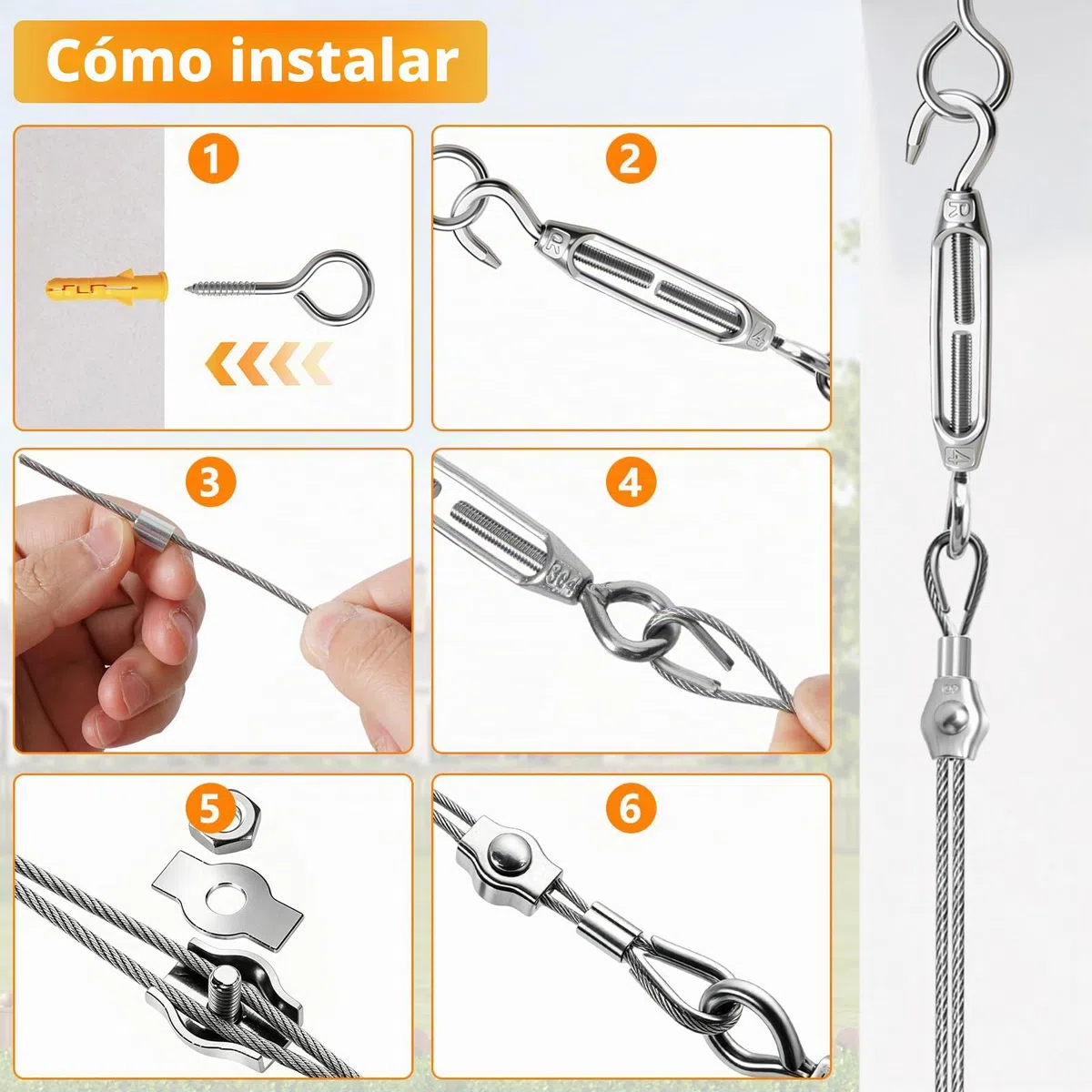 Cable de Acero Inoxidable 60 m 2 mm, Jardín de Alambre para Plantas Trepadoras, PVC Recubierto de Alambre de Jardín para Tendedero Exterior, Plantas Trepadoras, Decoración, Toldos, Proyectos DIY
