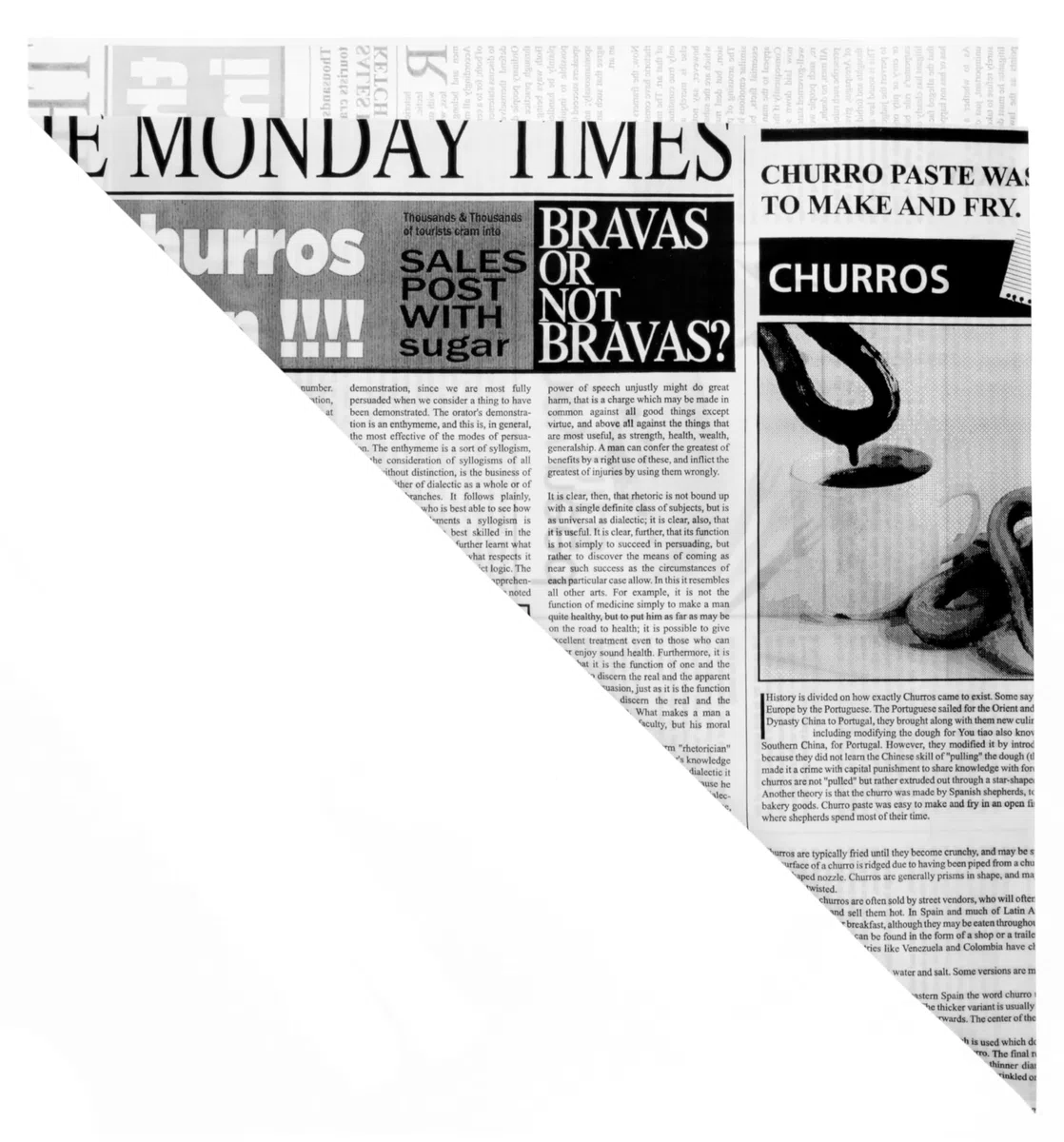 250 Cono de Papel Antigrasa Times 20 cm | Diseño Papel Periódico Blanco/Negro | Resistente a la Grasa y Calor | Ideal para Fritos, Food Trucks y Take Away | Pack de 250 unidades