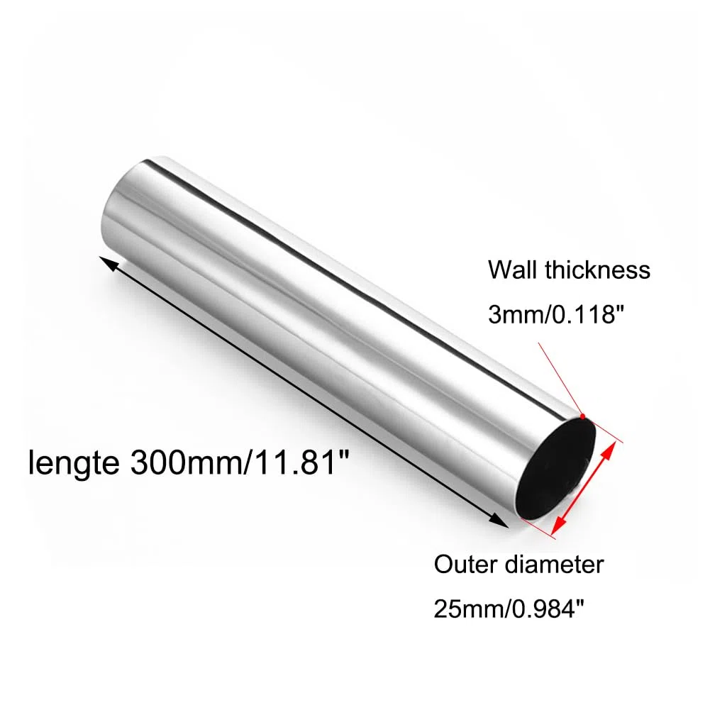 Tubo Acero Inoxidable 304 de L300mm/OD25mm-27mm Resistente a la corrosión para fontanería y proyectos de Bricolaje,25mm*3mm