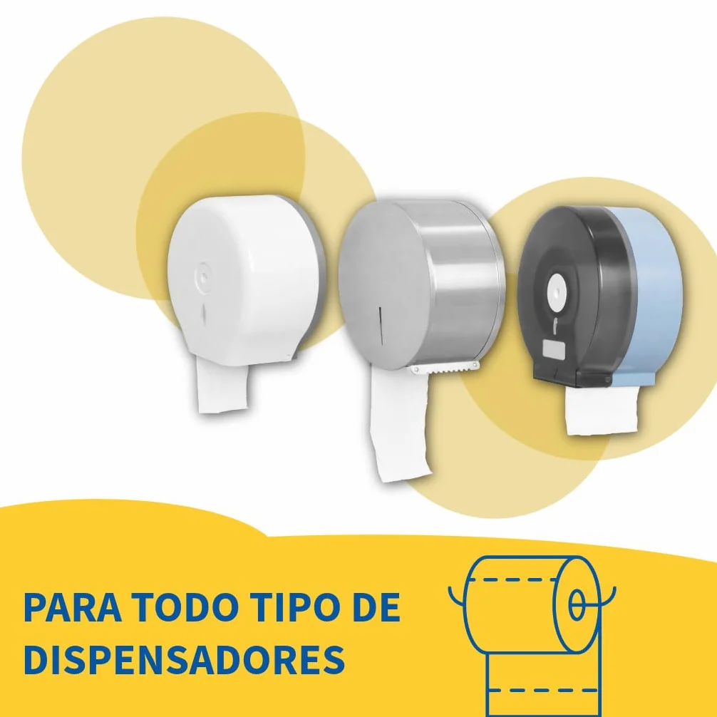 Papel Higiénico Industrial Doble Capa | Pack de 18 Uds. 100m/Rollo Papel higienico desechable y biodegadable.