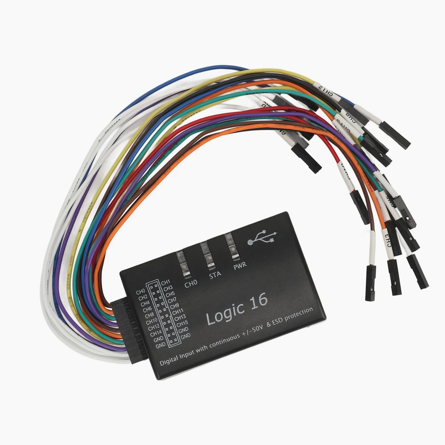 Logic Analyzer USB, Tasa de Muestreo de 16 Canales de 100m, Protección de ESD, para el Software LOGIC2