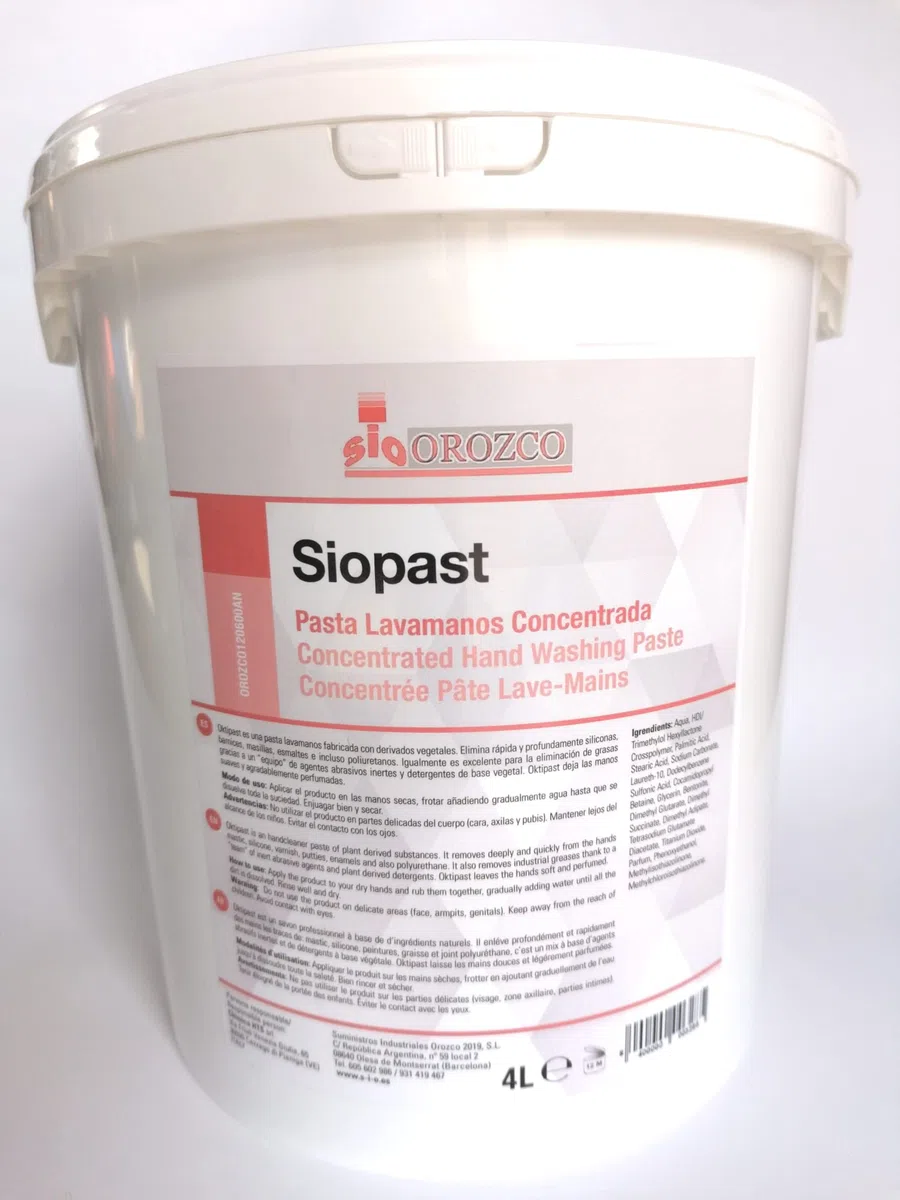 SIO Pasta Lavamanos Mecánico 4 kg – Limpiador de Manos Profesional Taller sin Disolventes – Elimina Grasa, Aceite y Suciedad Difícil – Gel Lavamanos Industrial para Mecánicos y Automoción