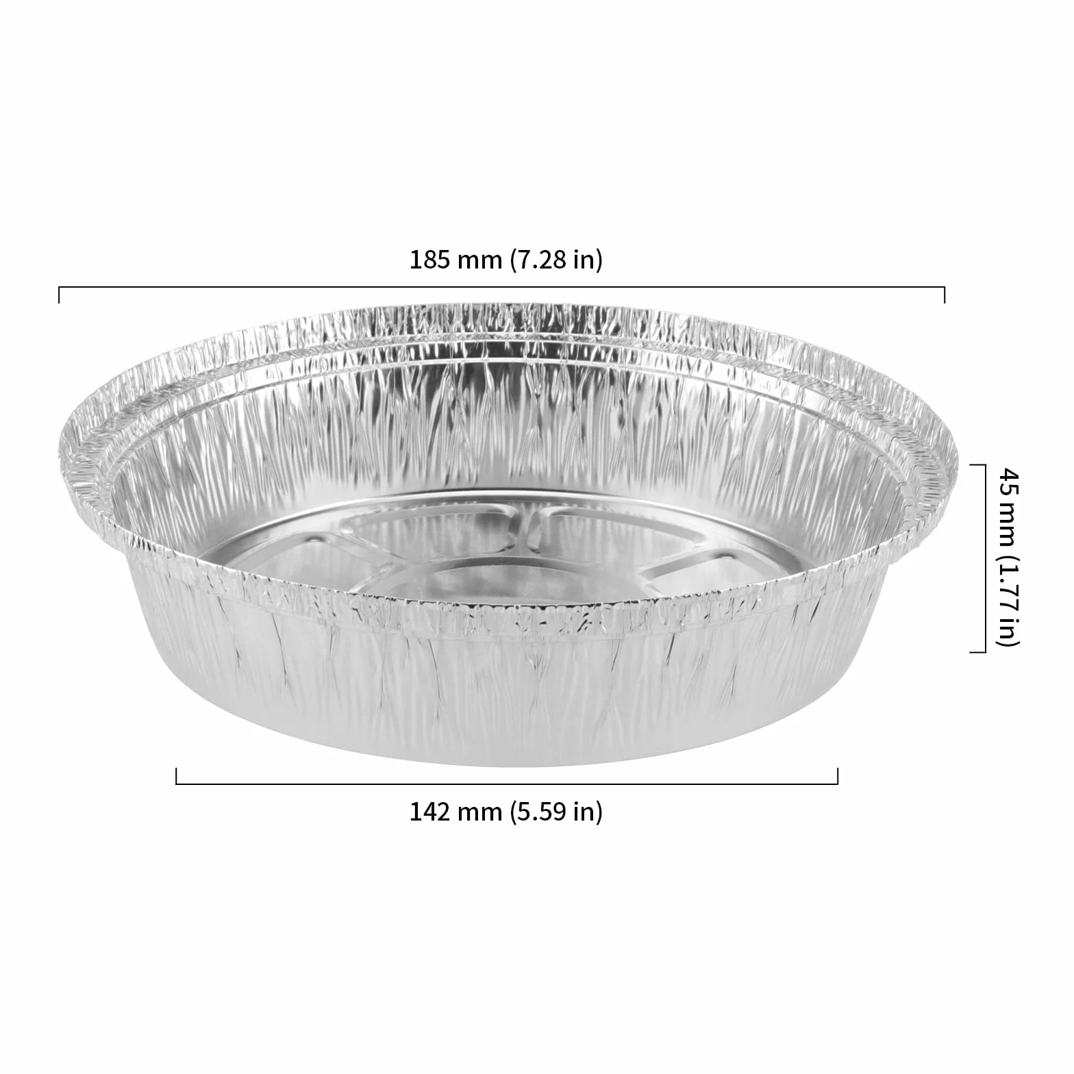 100 cuencos de aluminio redondos de 18 cm con tapa, 630 ml, desechables de aluminio de aluminio, recipientes de aluminio para pequeñas comidas, pasteles, tartas y quiches