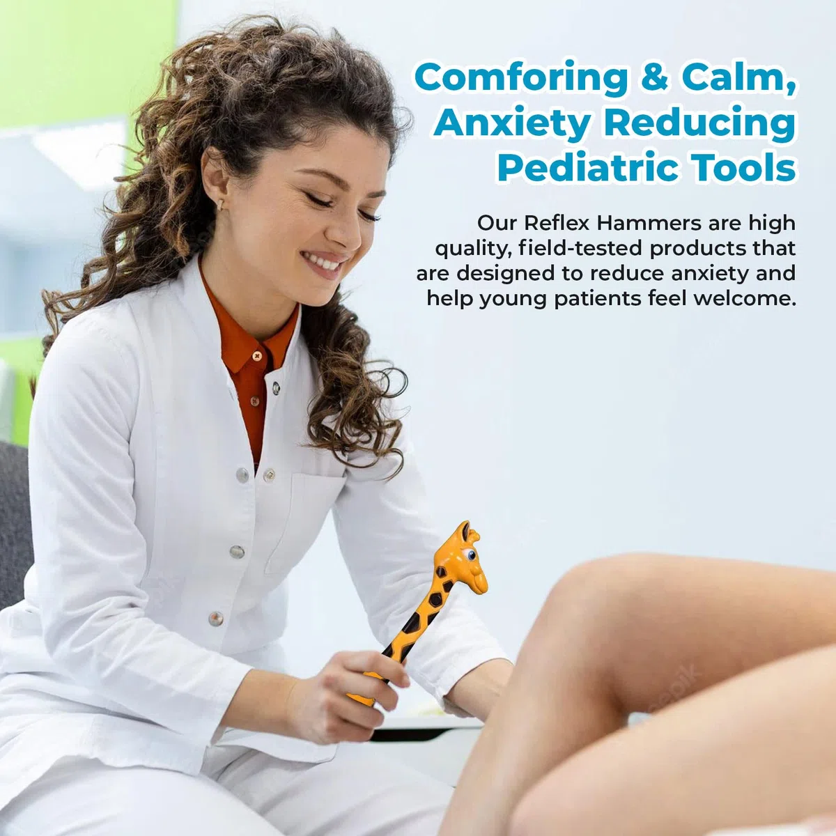 Pedia Pals Martillo reflejo de jirafa para niños, martillo de percusión pediátrico con diseño fácil de usar, no tóxico y sin látex, herramienta cómoda y relajante para médicos y enfermeras en clínicas