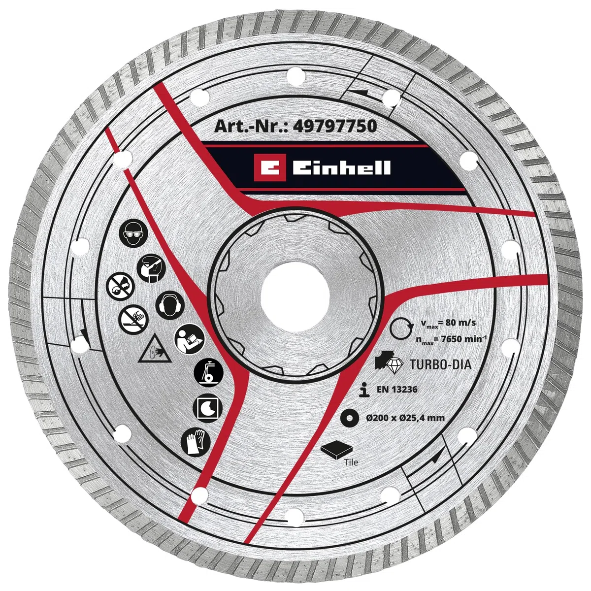Einhell Disco de corte de diamante turbo, diámetro 200 x 25,4 x 2,6 mm