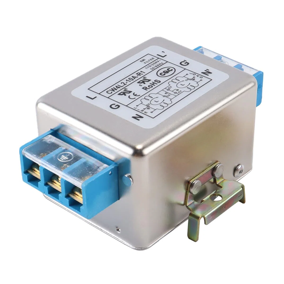 CW4L2-10A-S - Filtro EMI, 10 A, 50/60 Hz, 230 V, filtro monofásico, para suprimir interferencias continuas de pulso intermitente