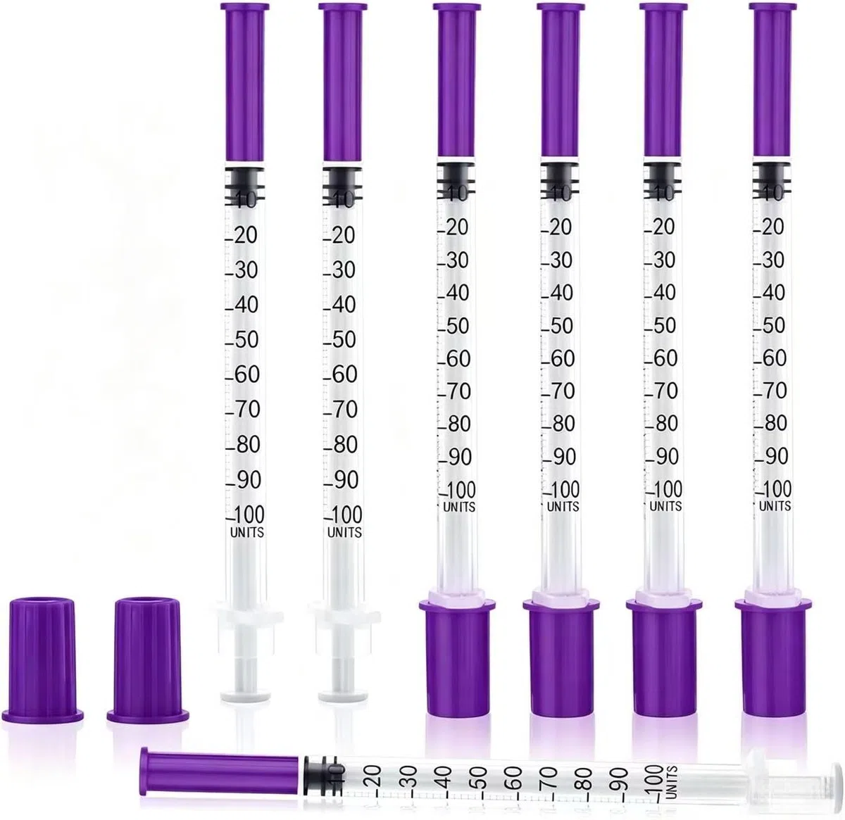 Paquete de 100 unidades de jeringas de plástico de 1 ml/cc con aguja de 31G x 6 mm, herramientas de medición de usos múltiples, envueltas individualmente