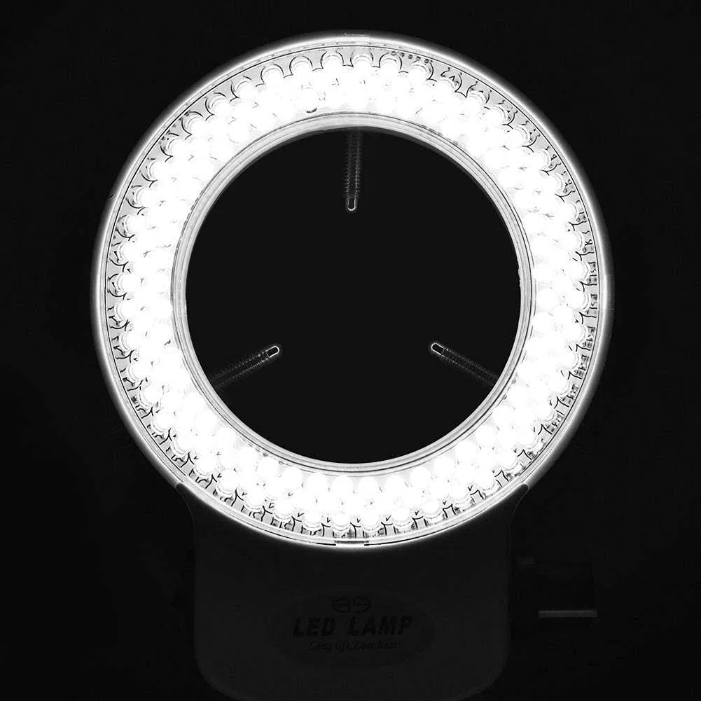 Cámara LED Industrial con Luz de Anillo LED, Cámara de Microscopio óptico con 144 Perlas LED Fuente de luz Brillo Ajustable Más de 18000LUX(EU Plug-Negro)