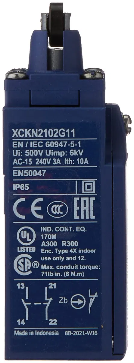 Telemecanique Sensors XCKN2102G11 XCKN Interruptor de Límite, Émbolo de Rodillo Plástico, 1NC + 1NO, A Presión