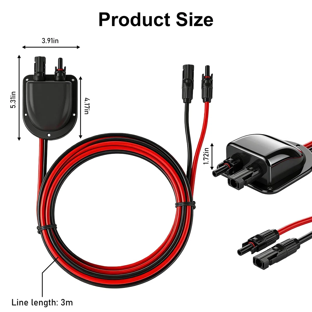 Pasacables solares para techo, impermeable, con cable solar de 3 m, 10 AWG, doble entrada de cable para instalación solar, autocaravana, barco