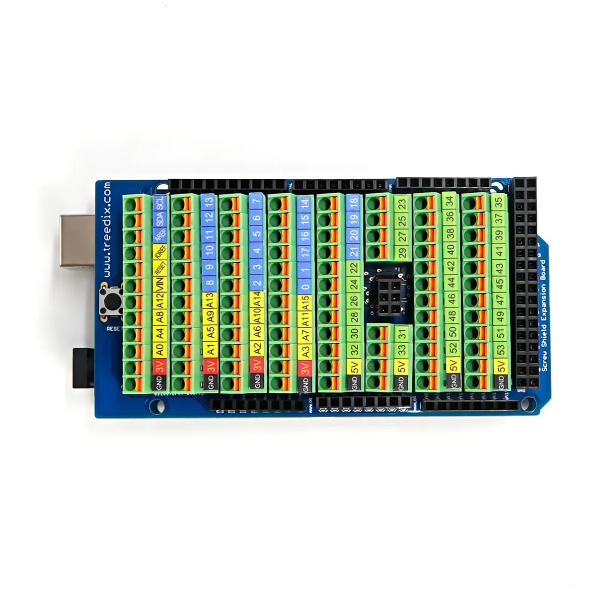 Treedix Bloque de terminales de tornillo Breakout Shield Board Módulo Expansion Board Breakout Módulo Compatible con Arduino MEGA-2560