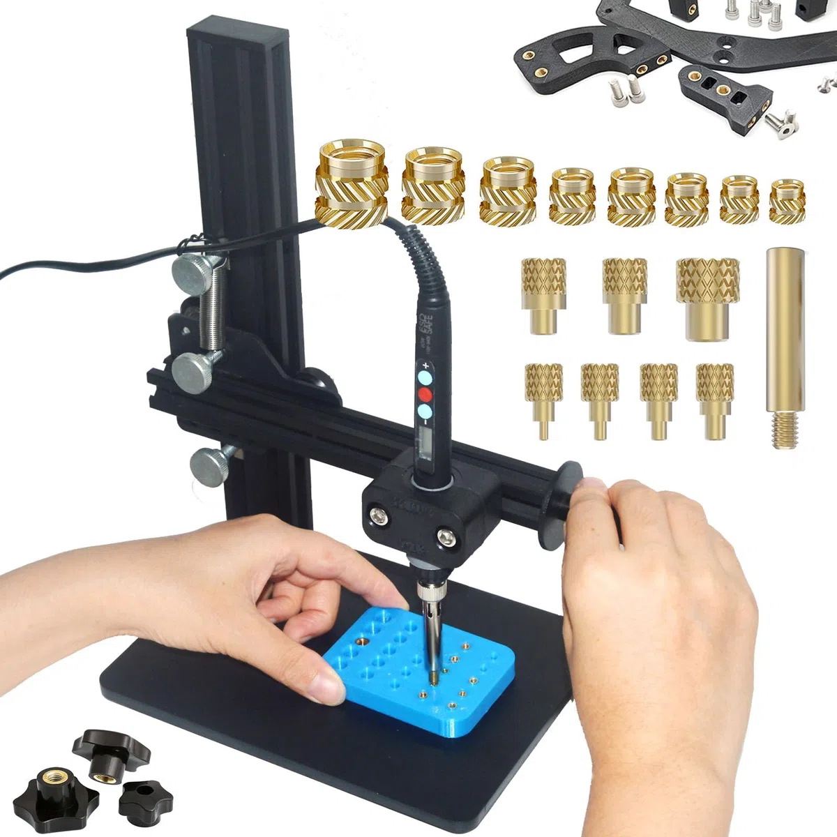 Herramienta de prensado en caliente con puntas de soldadura y 380 insertos de rosca/herramientas de fundición, para M2 / M2.5 / M3 / M4 / M5 / M6 (1/4) / M8 para entrada caliente de componentes de