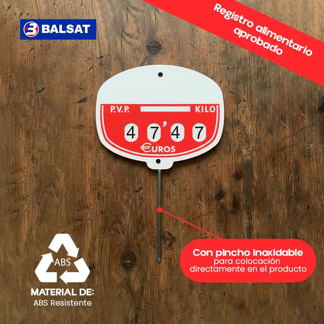 BALSAT | Portaprecios Para Tienda | Portaprecios Ajustable Y Funcional | Porta Precios Versátil Para Charcuteria Y Carniceria | Porta Precios Profesionales Para Organización | 12 Unidades