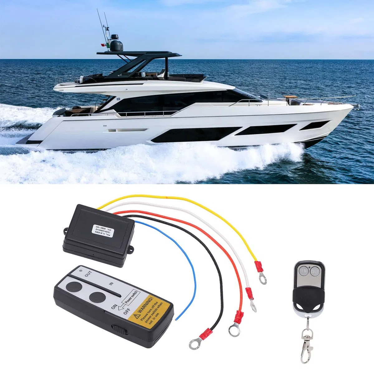 Joyzan Control Cabrestante Inalámbrico, Automático Remoto Inalámbrico DC12V 24V Kit Receptor Llave Puerta Garaje Interruptor Barco Au Mando Inalambrico Distancia Coche Controlador Sistema Eléctrico