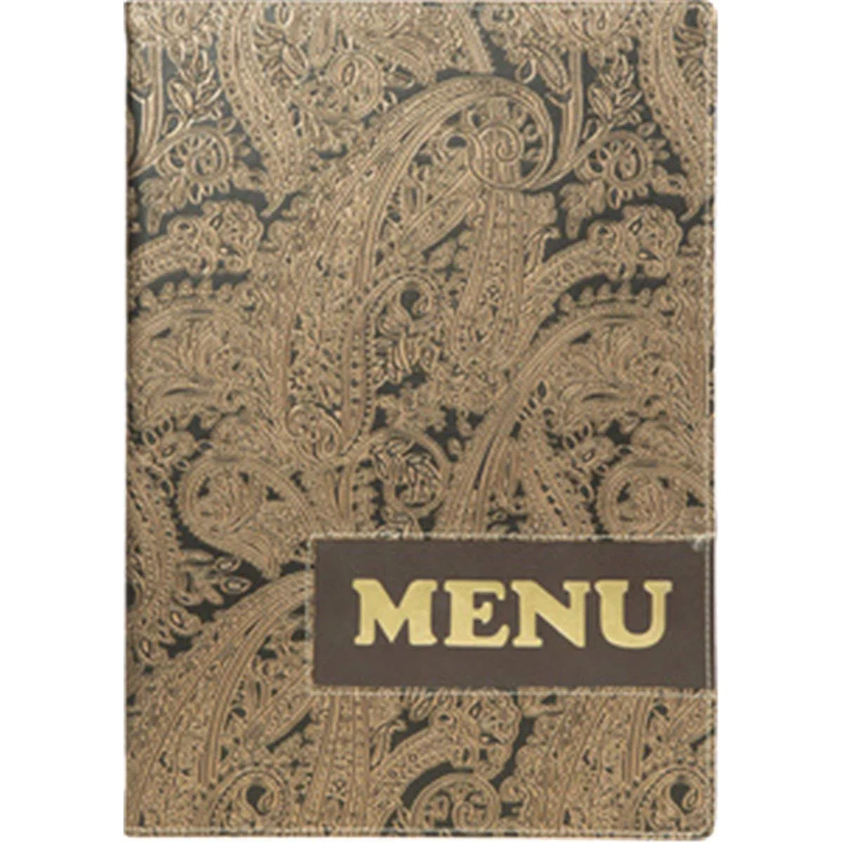 SECURIT - Portamenú Design Line - 1 Inserto de Doble Cara = 4 páginas A4 - Cubierta Imitación Cuero - para Cafetería, Bar, Restaurante - Paisley