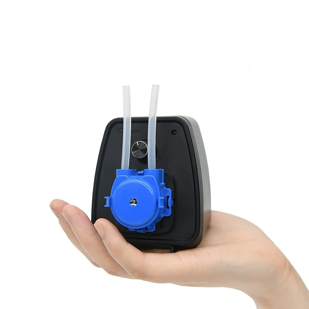 Kamoer KCP-X - Mini bomba peristáltica de 24 V con control de baja tasa de flujo 19-65 ml/min, bomba dosificadora de líquidos de velocidad ajustable para laboratorio de acuario con adaptador de