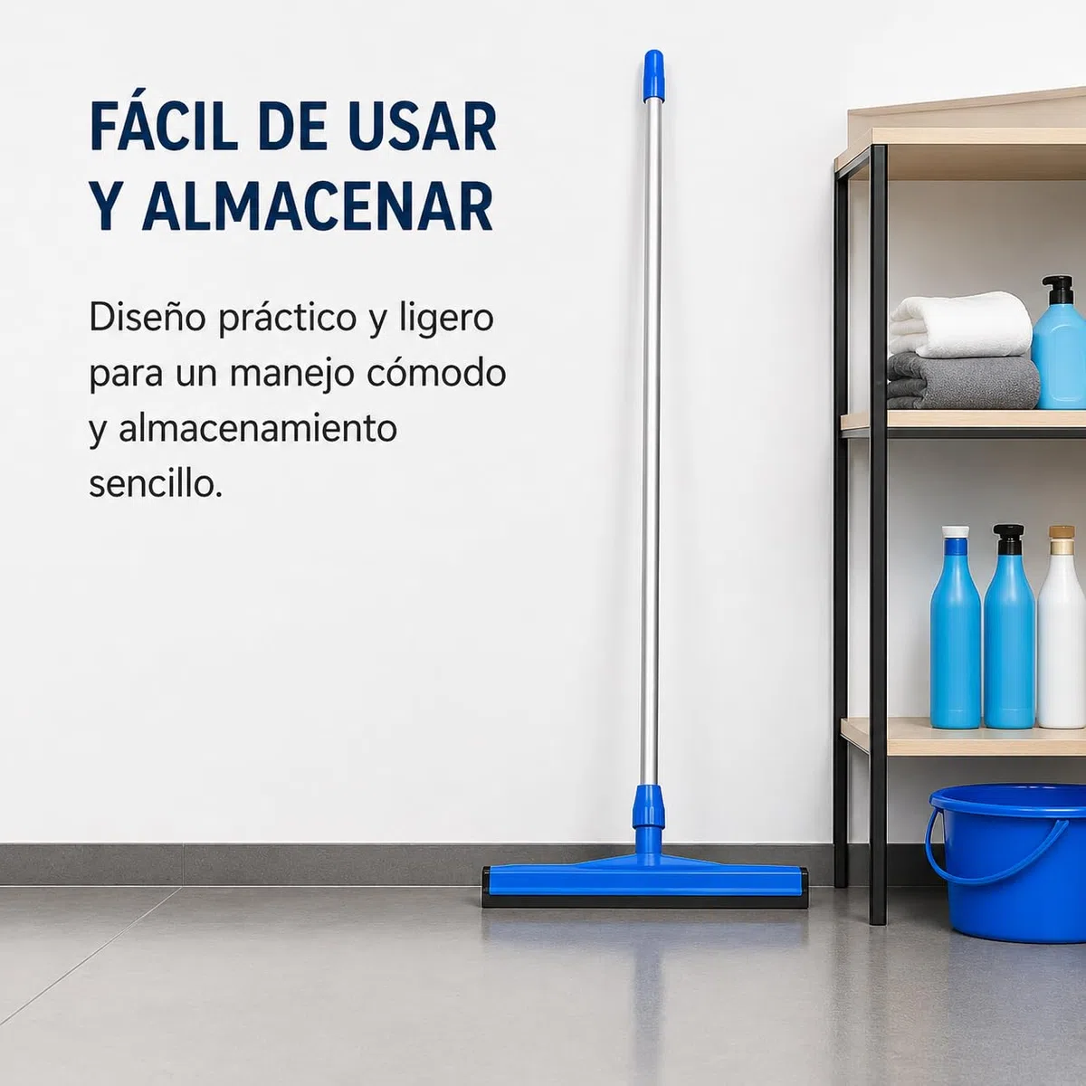 Haragán 45 cm Profesional con Mango de Aluminio 140 cm - Ideal para Limpieza de Suelos de Doble Labio Negro.
