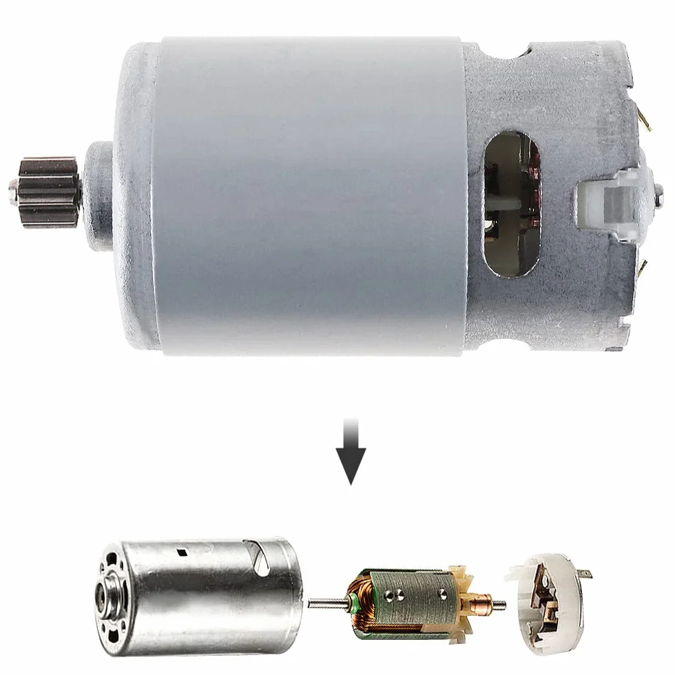 ChgImposs RS550 - Motor CC de 21 V y 19500 RPM con dos velocidades, 12 dientes y caja de engranajes de alto par para taladro eléctrico/destornillador