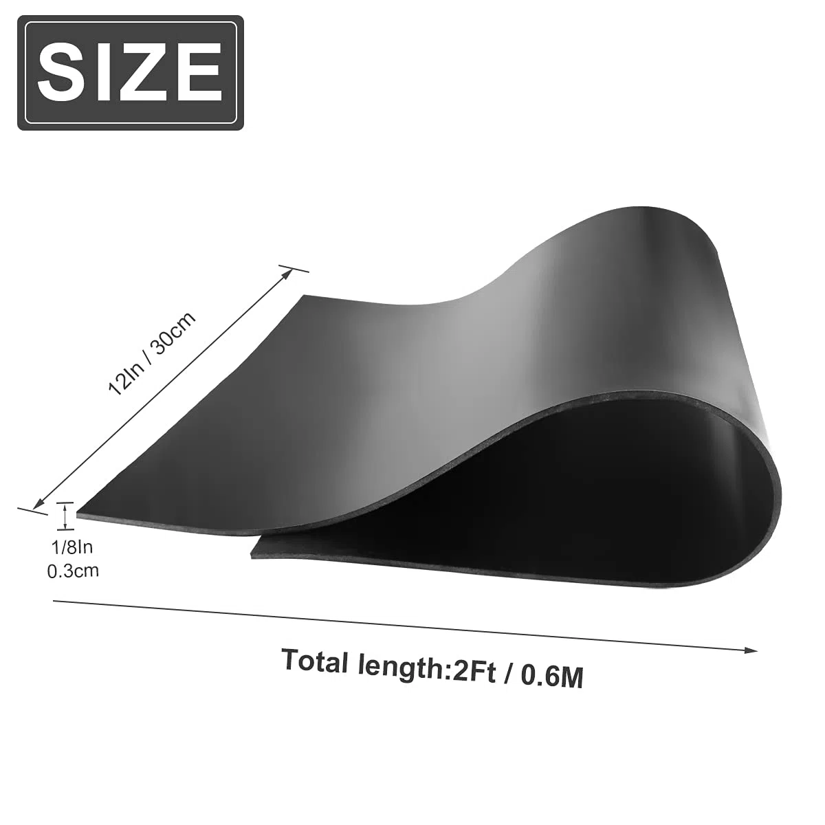Plancha de goma de neopreno, 300 mm de ancho x 3 mm de grosor x 0.6 m de largo, tiras de goma de neopreno para juntas de bricolaje, artesanía, almohadillas, antivibración, antideslizante