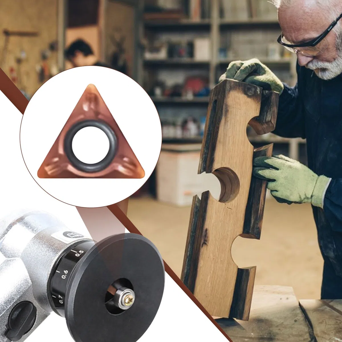 Mini máquina de biselado neumática, portátil de mano, máquina biseladora de aire de arco de 45 grados con cuchillas de repuesto para desbarbado de metal (10 insertos indexables)