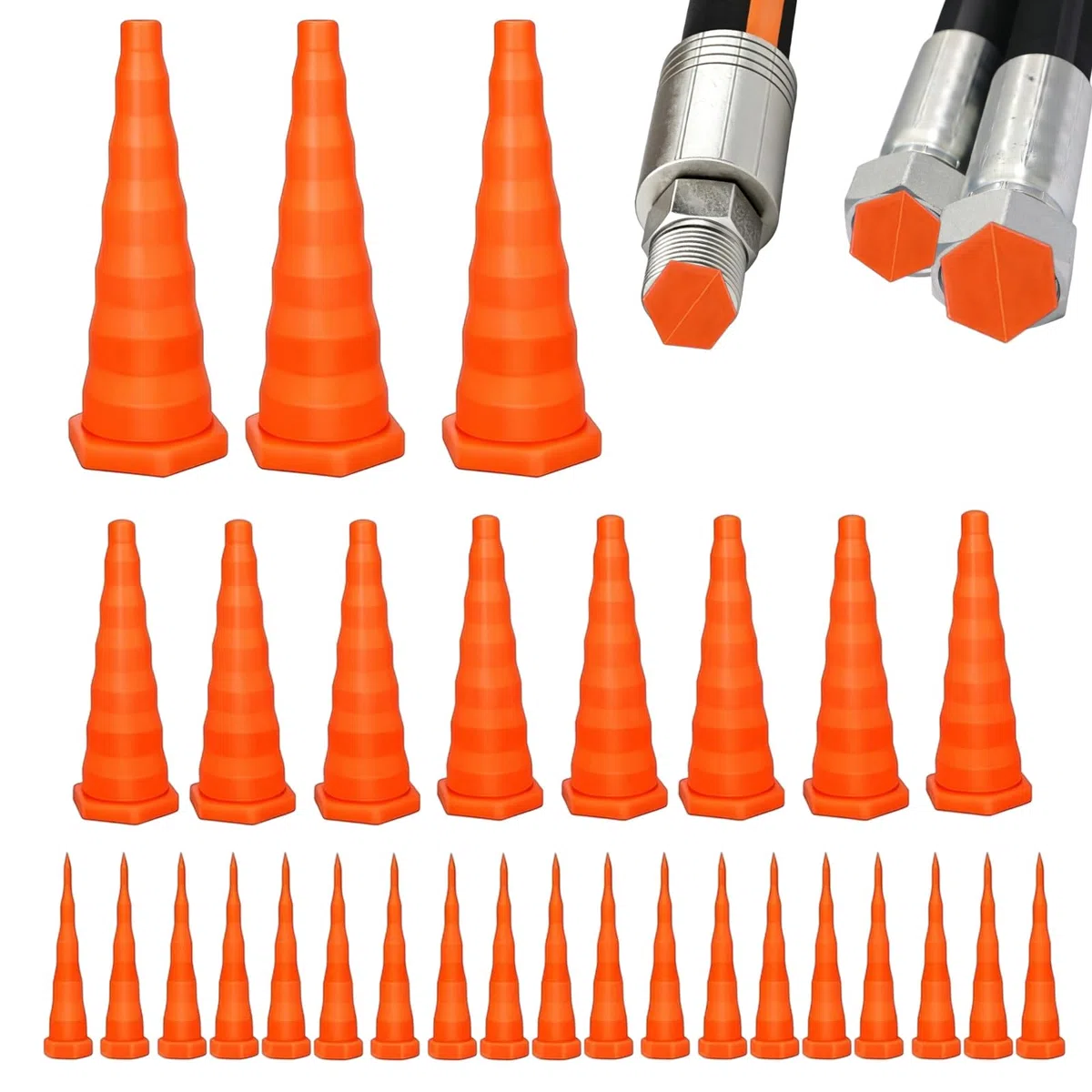 30 Tapones hidráulicos para Manguera hidráulica, 3 tamaños, Tapones de Goma universales, Cierres cónicos para tuberías, Tubos de Aceite, prevención de Fugas, riego