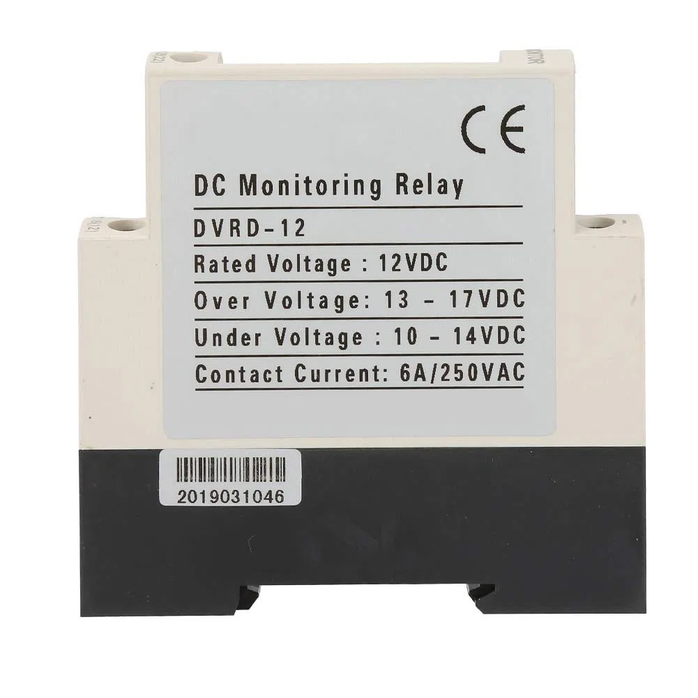 Relé de monitoreo de voltaje DC 12V/24V/36V/48V Relé de protección de sobrevoltaje y bajo voltaje Carril guía de 35MM(DC12V)