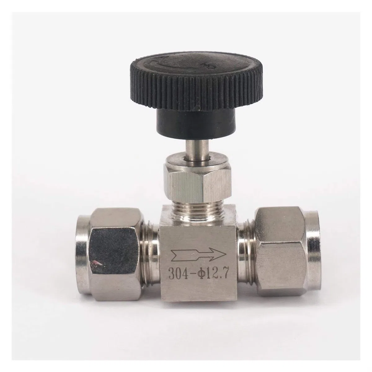 Válvula de Aguja de Acero Inoxidable 304 de 1/2 Pulgada de diámetro Exterior, Ajuste de compresión de válvula de Aguja de Control de Flujo de Cierre de 6,4 MPa