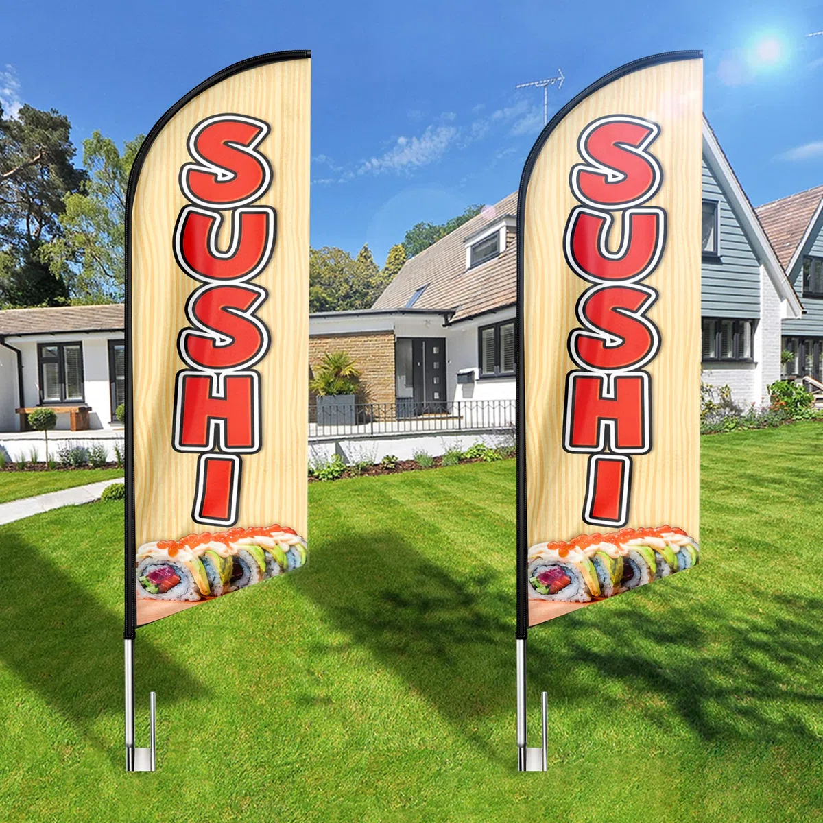 Bandera de sushi Swooper, bandera de plumas publicitarias de sushi de 8 pies, carteles para negocios y tiendas (solo bandera)