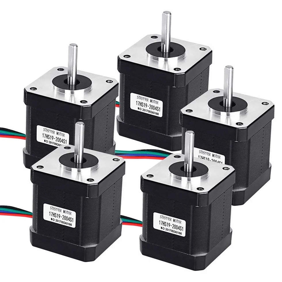 5Pcs Nema 17 Motor Paso A Paso, Stepper Motor 1.7A 0.59Nm (83.6oz.in) 48mm con 1m 4-Pin Cable + 5Pcs Nema 17 Soporte De Montajepara Impresora 3D Hobby CNC