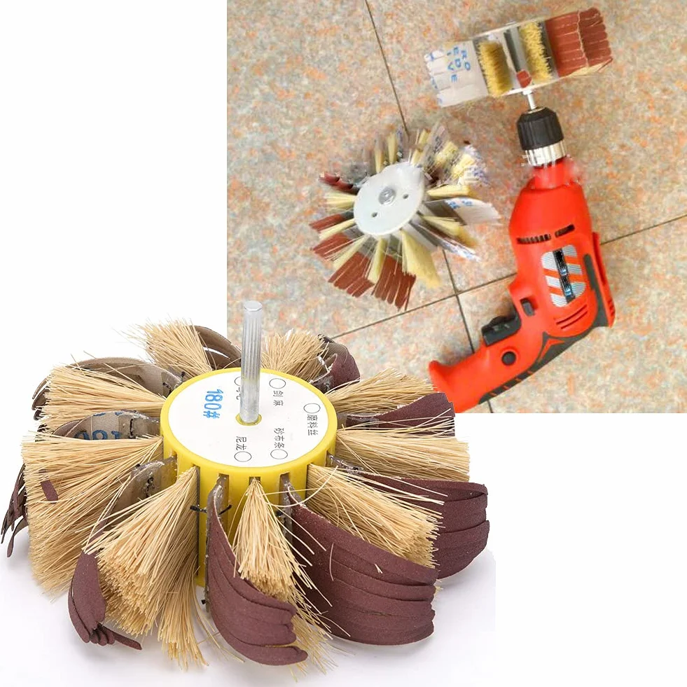 Garosa Cepillo de Cerdas Disco Cepillo Abrasivo Rueda de Pulido Cepillo de Taladro Eléctrico para La Eliminación de Óxido de Rebabas(180#)