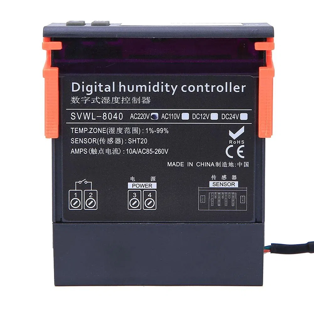 DEWIN Control De Humedad, Controlador De Humedad Digital 220V Rango de Controladores de Control Digital De Humedad Del Aire 1-99% De Humedad Relativa Tipo HM-40