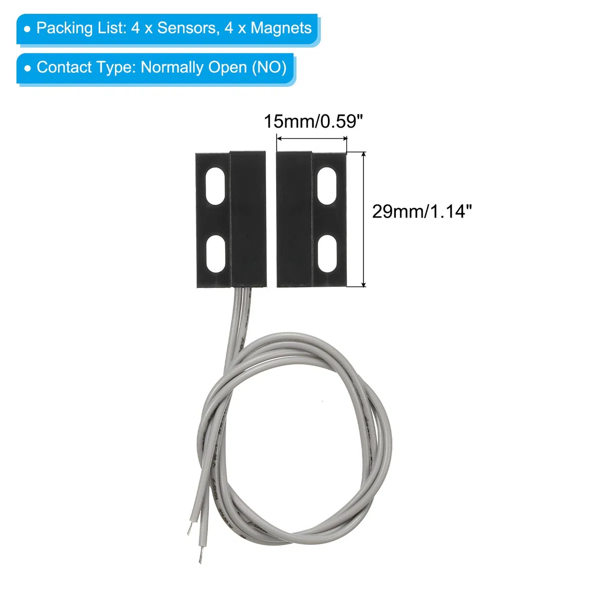 PATIKIL Magnético Lámina Interruptor, 4 Paquete NO Cableado Superficie-Montado Magnético Contacto Interruptor para Puerta Ventana, Negro