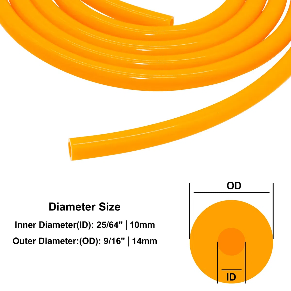 Tubo de silicona de 10 mm de diámetro interior x 14 mm de diámetro exterior de 3 m, tubo de silicona flexible para bomba de aire de agua (naranja)