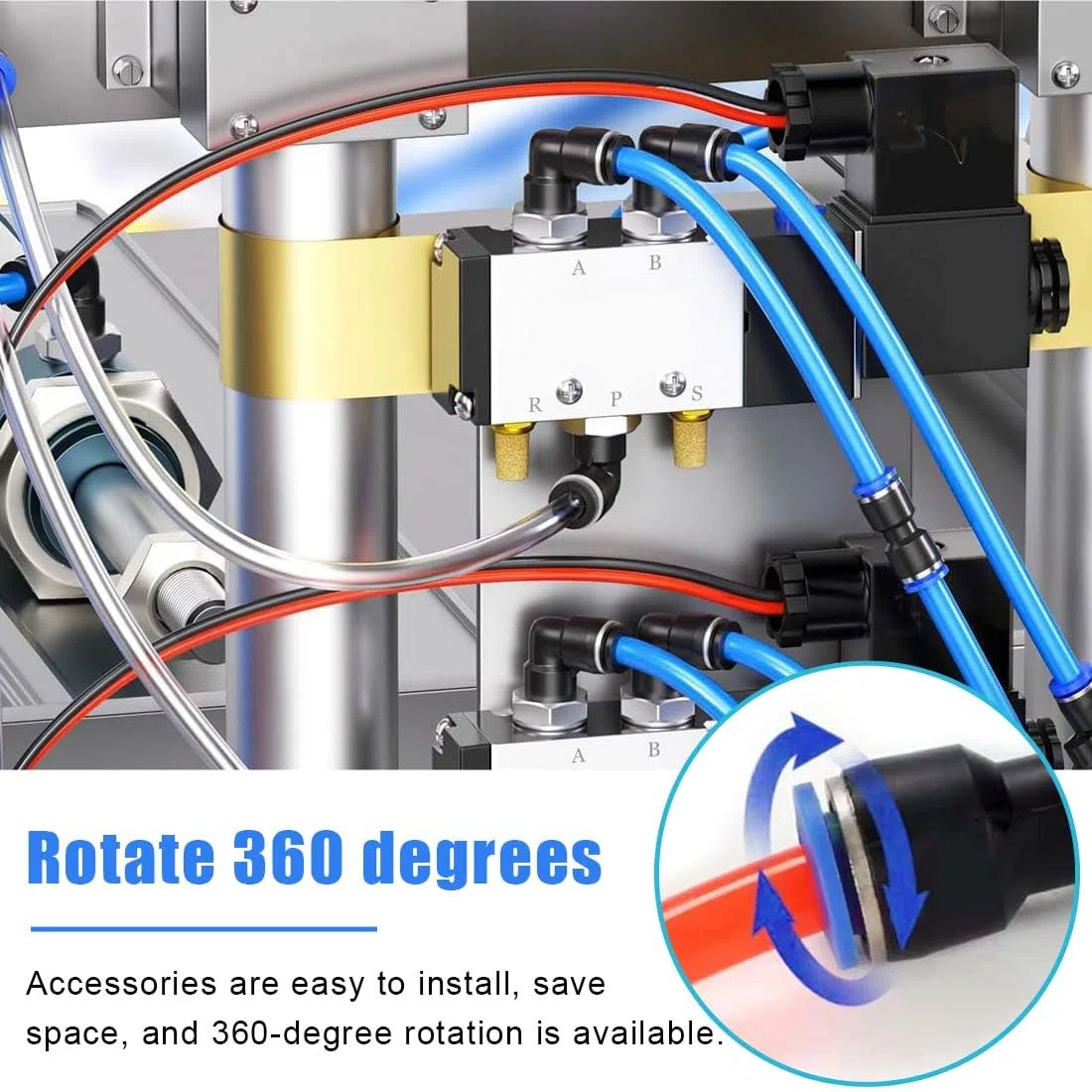 16 Piezas 6mm/8mm/10mm/12mm Reducción Neumática Recta Empujar para Conectar Adaptador de Liberación Rápida Reductor Accesorios