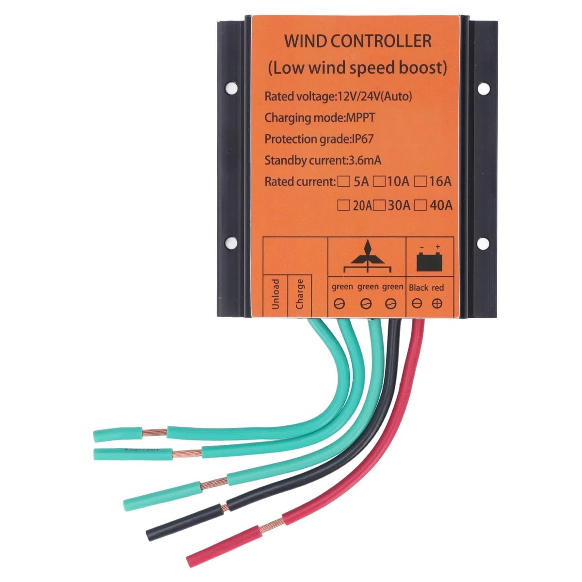 Controlador de Carga para Turbina Eólica MPPT 12V/24V 16A 300W-1000W con Frenado Automático y Múltiples Protecciones para de Energía Renovable
