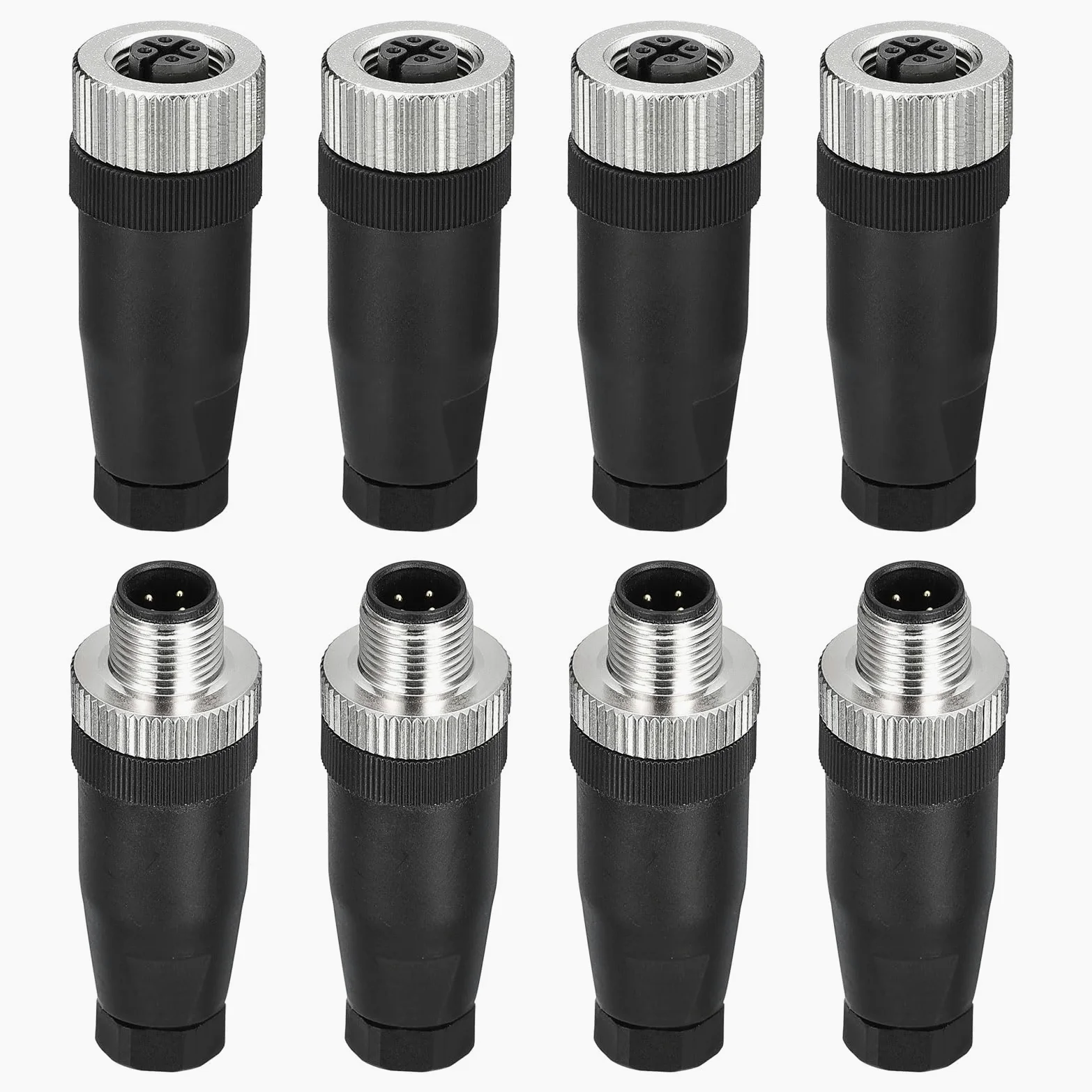 QUARKZMAN 4 Pasador M12 Macho y Hembra Aviación Cable Conector, 4 Juegos Impermeable IP67 Circular Conector para Redes Instrumentos Computadora