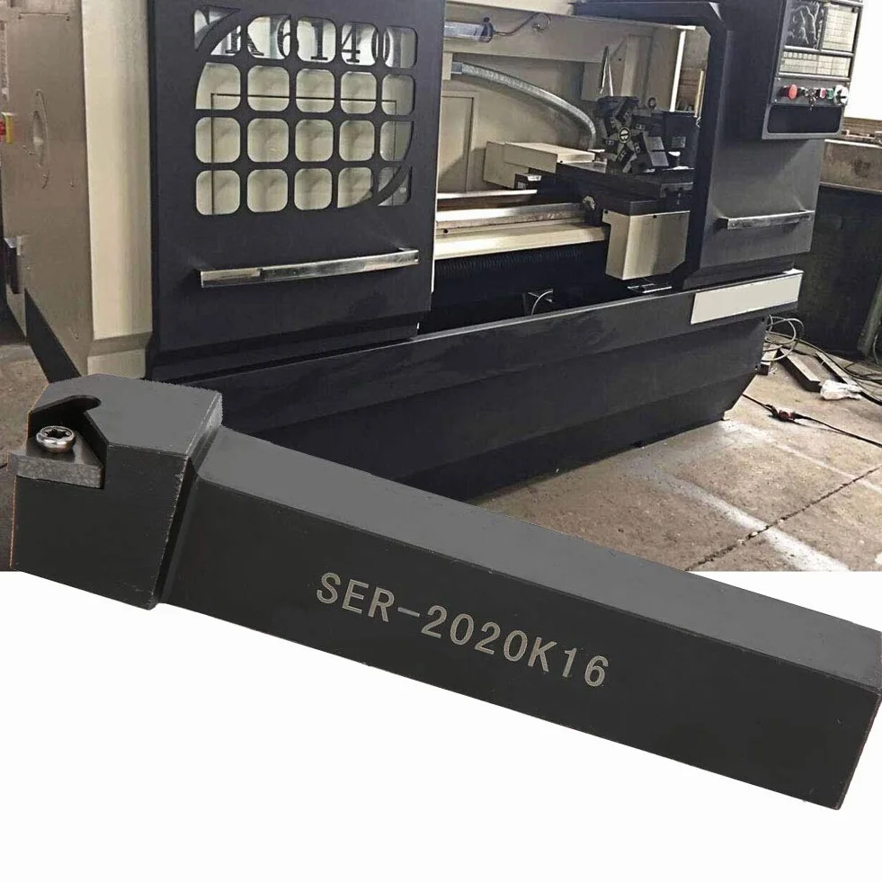 Conjunto Herramientas Torneado CNC SER2020K16, 10 Insertos 16ER AG60, Portaherramientas Mango 20x20mm, Barra Mandrinar 125mm, Llave T15 para Fresado y Corte Preciso