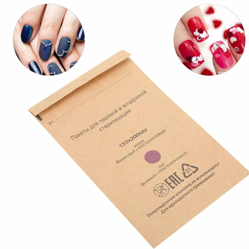 100 Bolsas de Limpieza Autosellantes para Esterilización Desechables, Bolsas de Limpieza de Papel Kraft para Autoclave para Herramientas de Dentista y Suministros para Decoración (130 * 200mm)