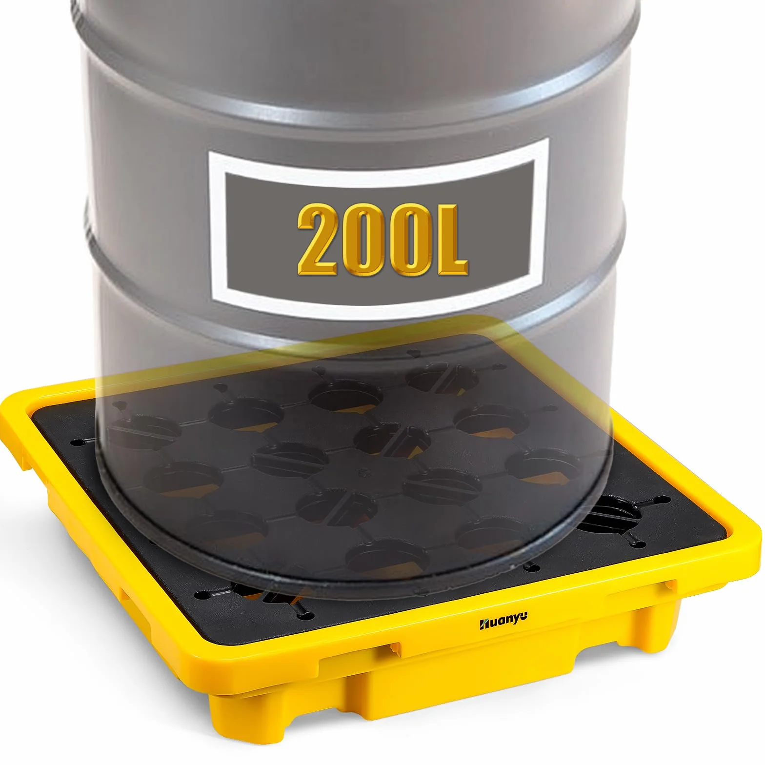 Huanyu Spill Containment Platform with Drain Plataforma de contención de vertidos 43L Paleta de contención de vertidos con desagüe Capacidad de carga 800kg Bandeja de contención 67x67x15cm