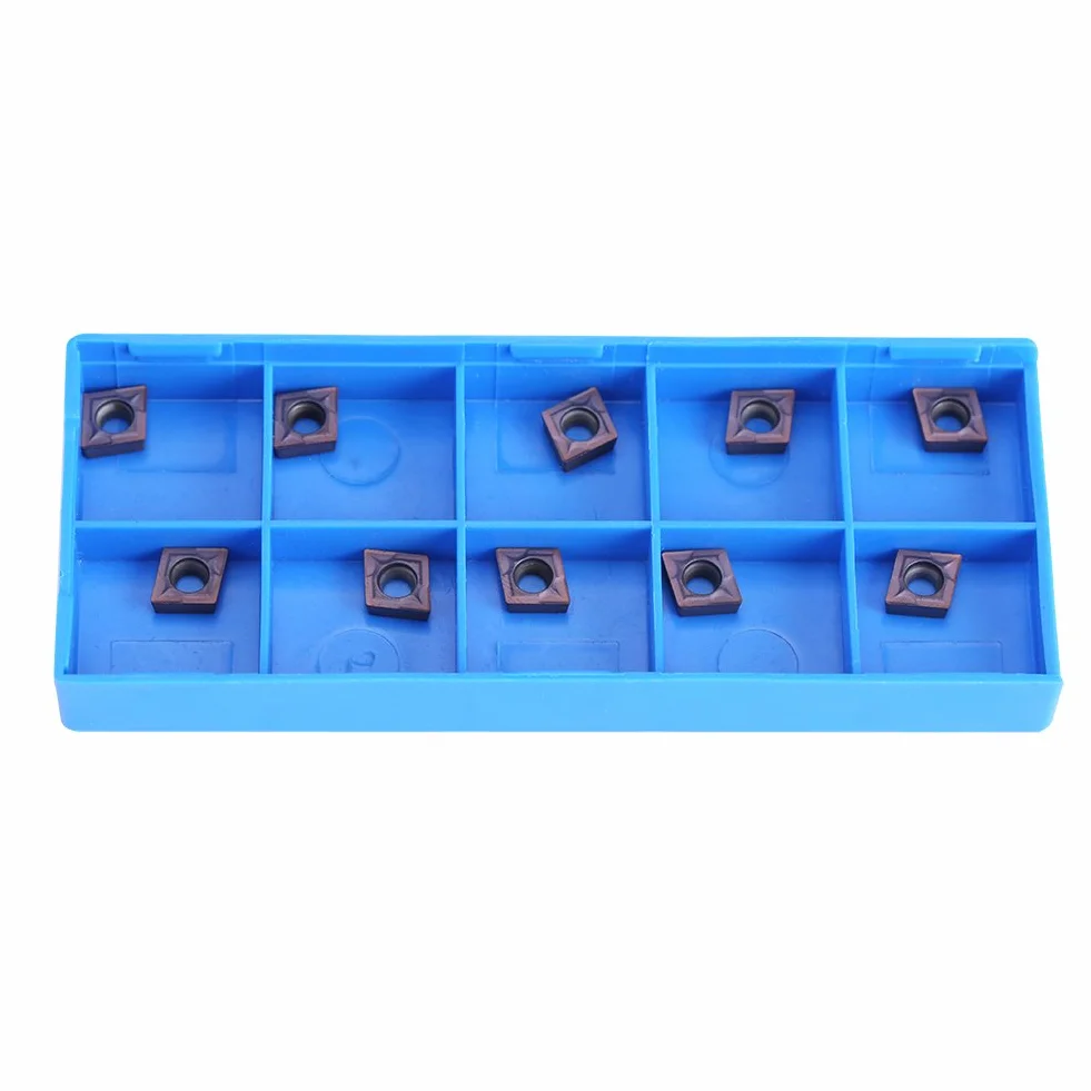 10 Pcs Insertos de Torneado de Torno CNC, Cortador de Insertos de Fresado Insertos de Carburo Herramientas Torno Metal con Caja de Plástico CCMT060204 VP15TF