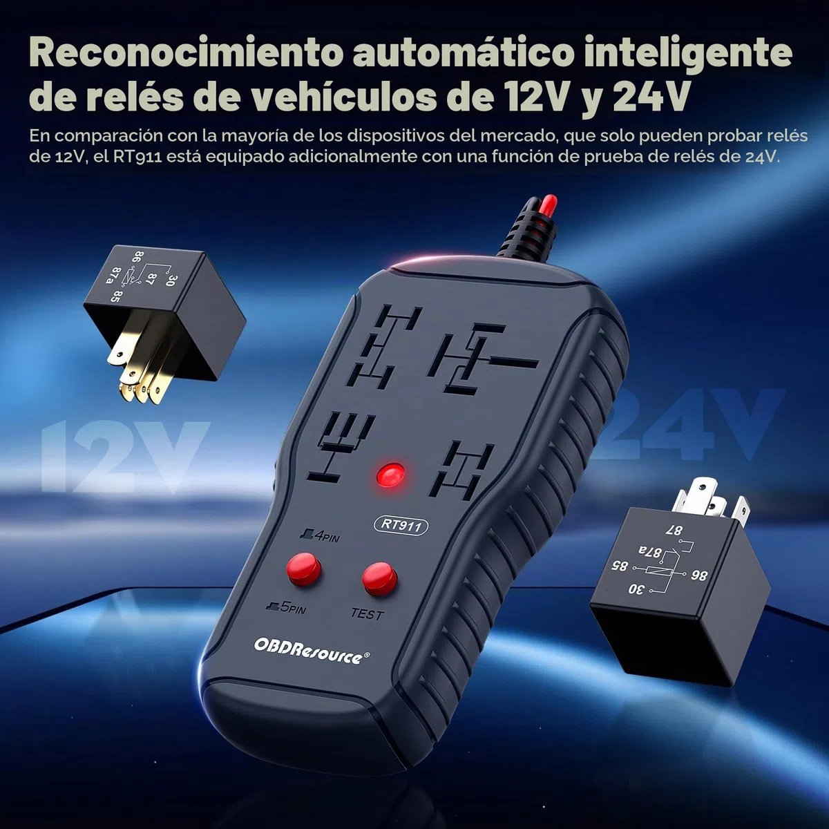 Comprobador De Relés, 12V/24V Herramienta De Diagnóstico De Relé De Coche, Probador De Retransmisión, Para Reparación Automática, Herramienta De Diagnóstico De Relé De Coche