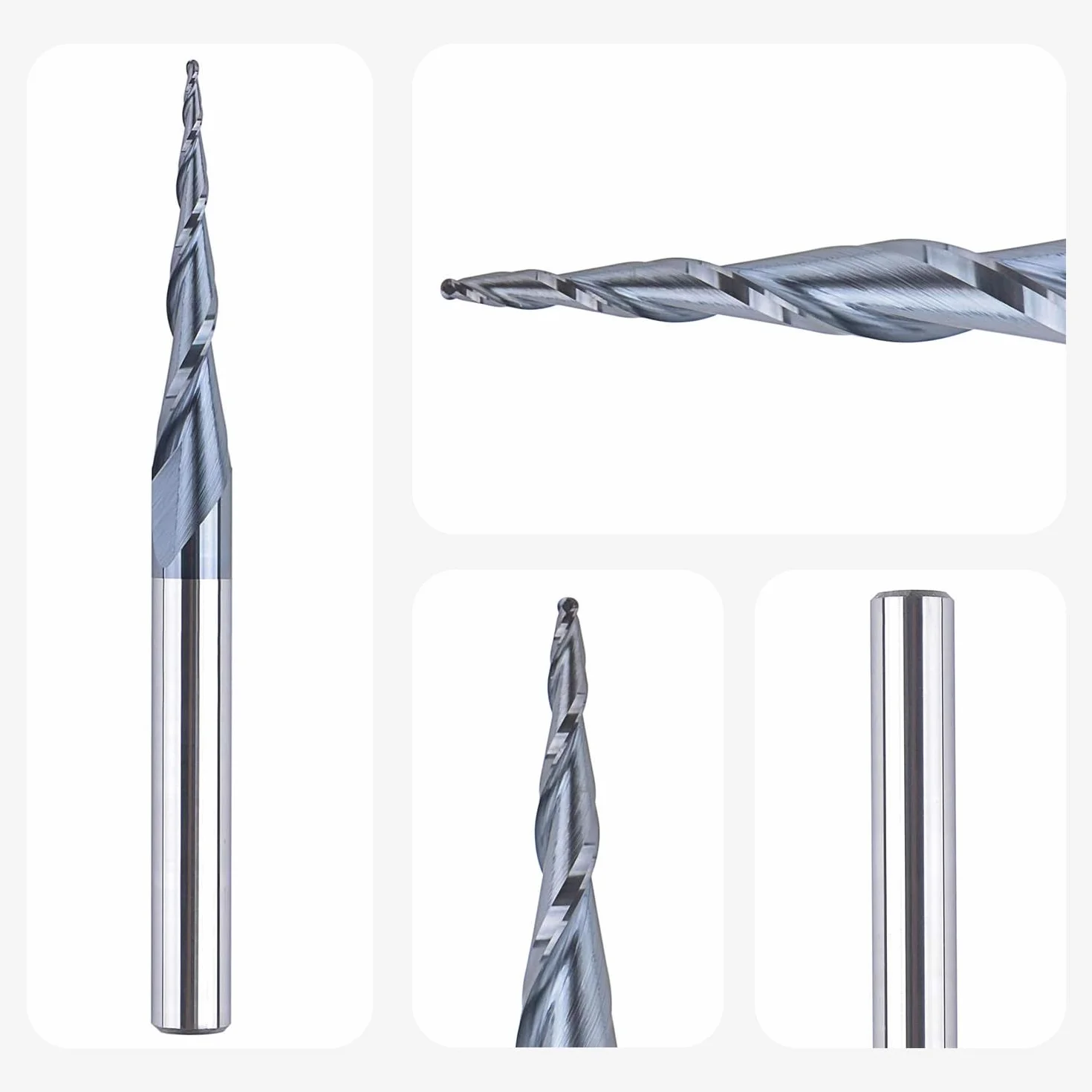 SpeTool Fresa Cónica Fresas para Madera Vástago de 6mm Radio de 0,5mm Ángulo de 4,7 Grados Fresa de Carburo de Tungsteno Sólido Fresa CNC con Recubrimiento TiAlN para Grabado y Talla en Madera