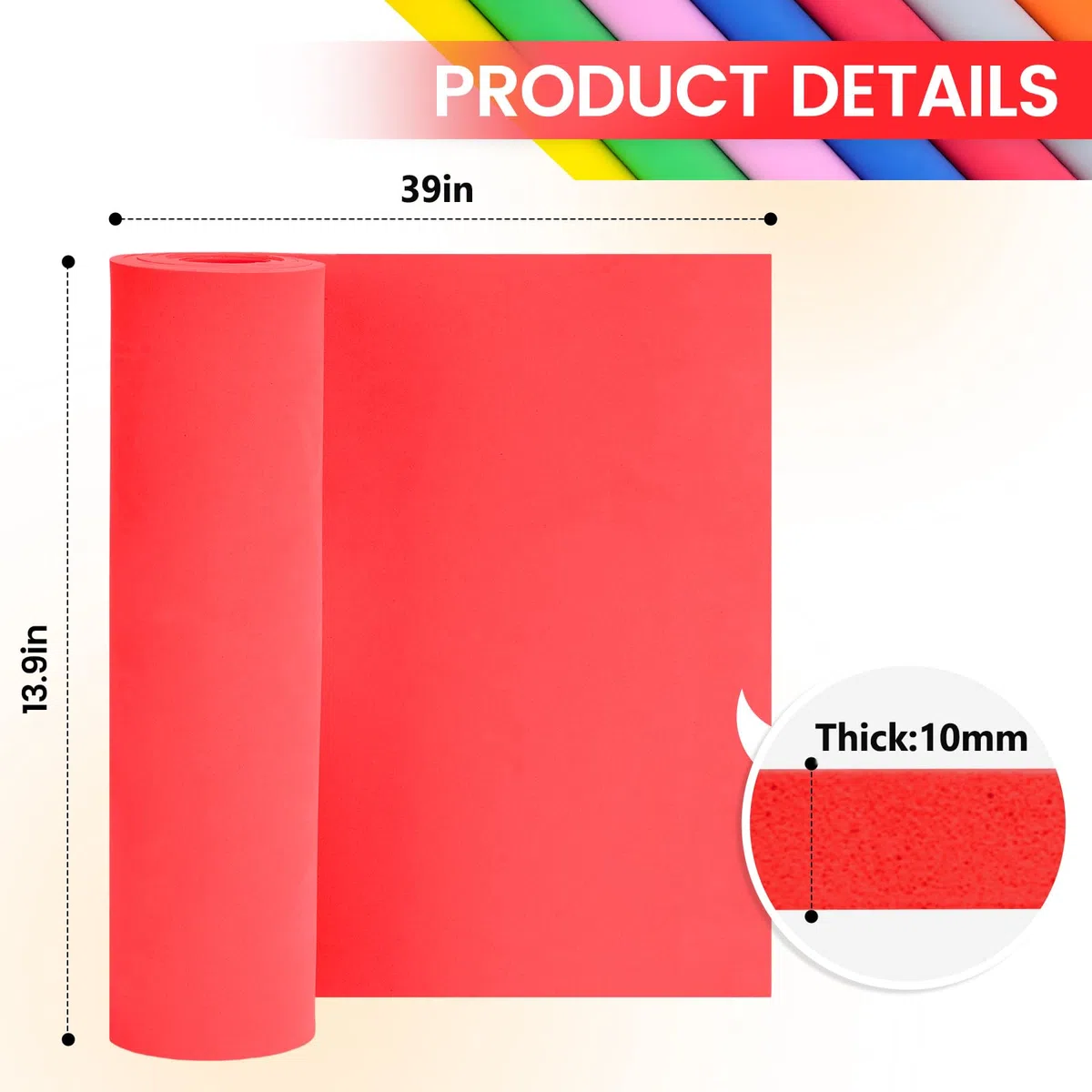 Goma EVA Rojo, Do²ping 10mm EVA Foam Cosplay, 35.5x99cm con Alta Densidad 86kg/m3 Espuma Foam para Disfraces Proyecto DIY (10mm Rojo)