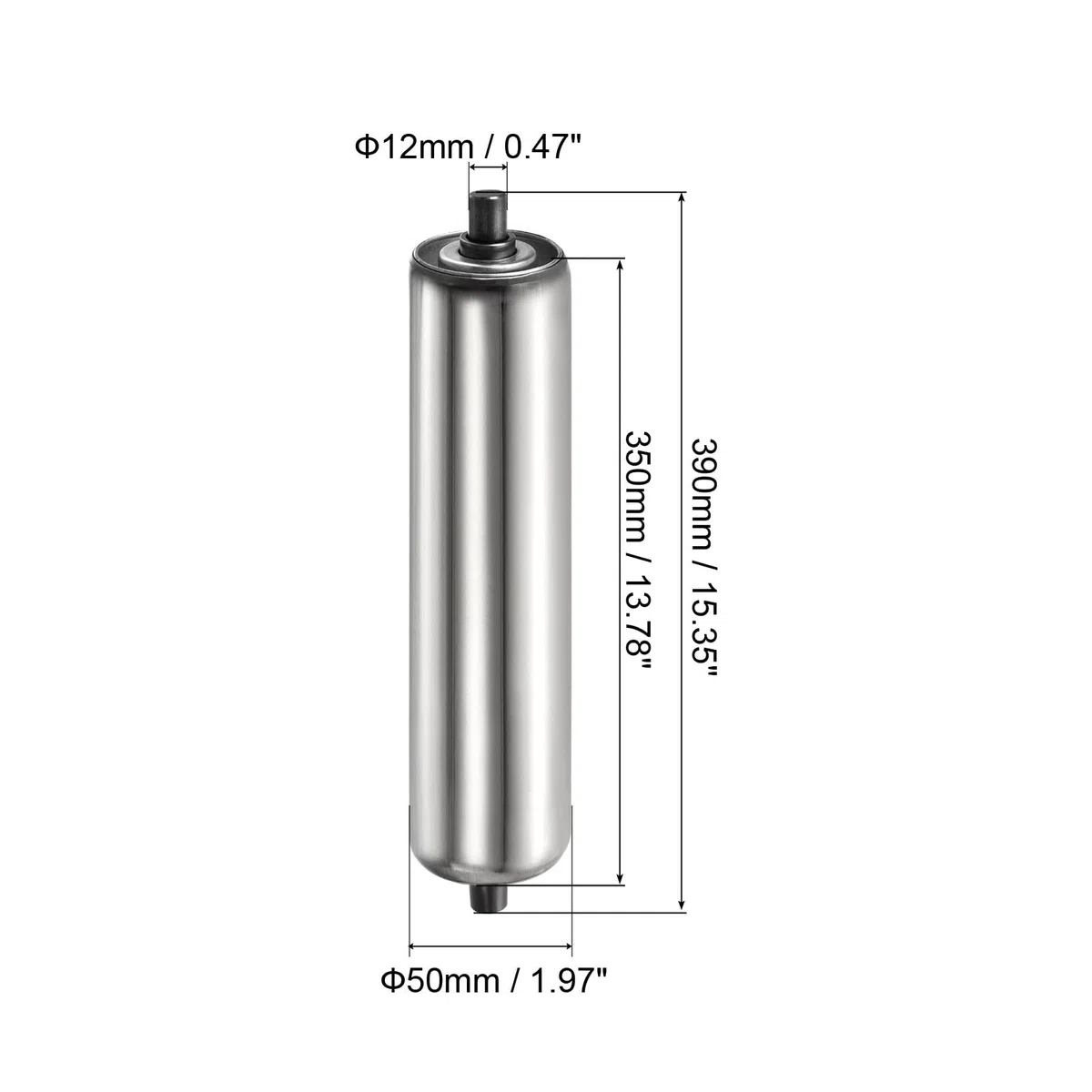 PATIKIL Transportador Rodillo 2" Diámetro 14" Longitud, Inoxidable Acero Gravedad Transmisión Reemplazo Pieza Galvanizado Extremo, Plata